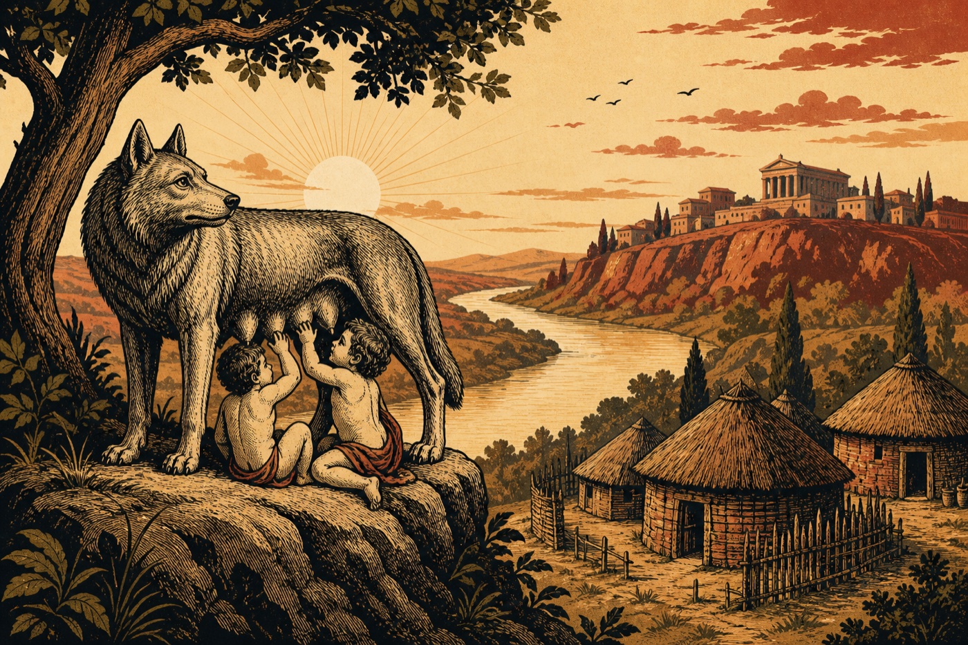 Romulus, Remus és az anyafarkas a korai Róma tájában